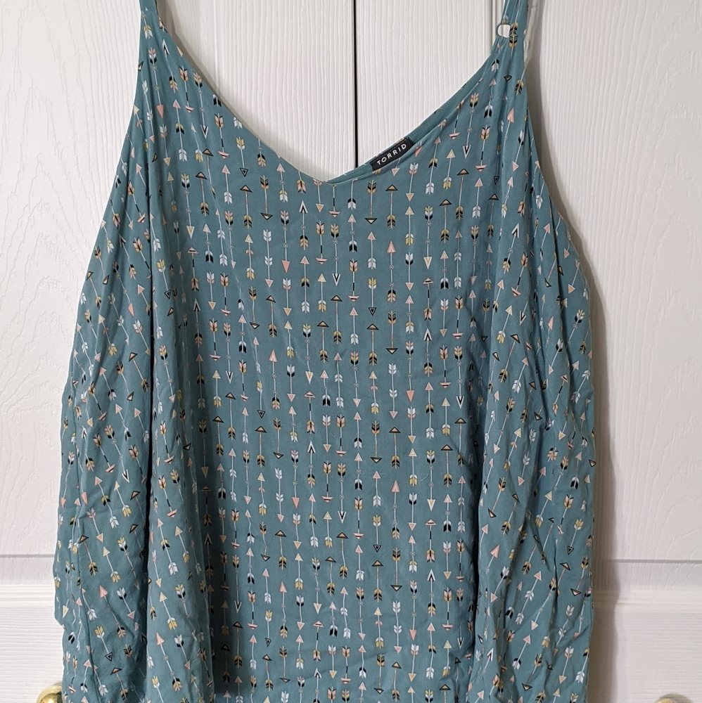 Light Blue/Teal Spaghetti Strap Tank with Arrows